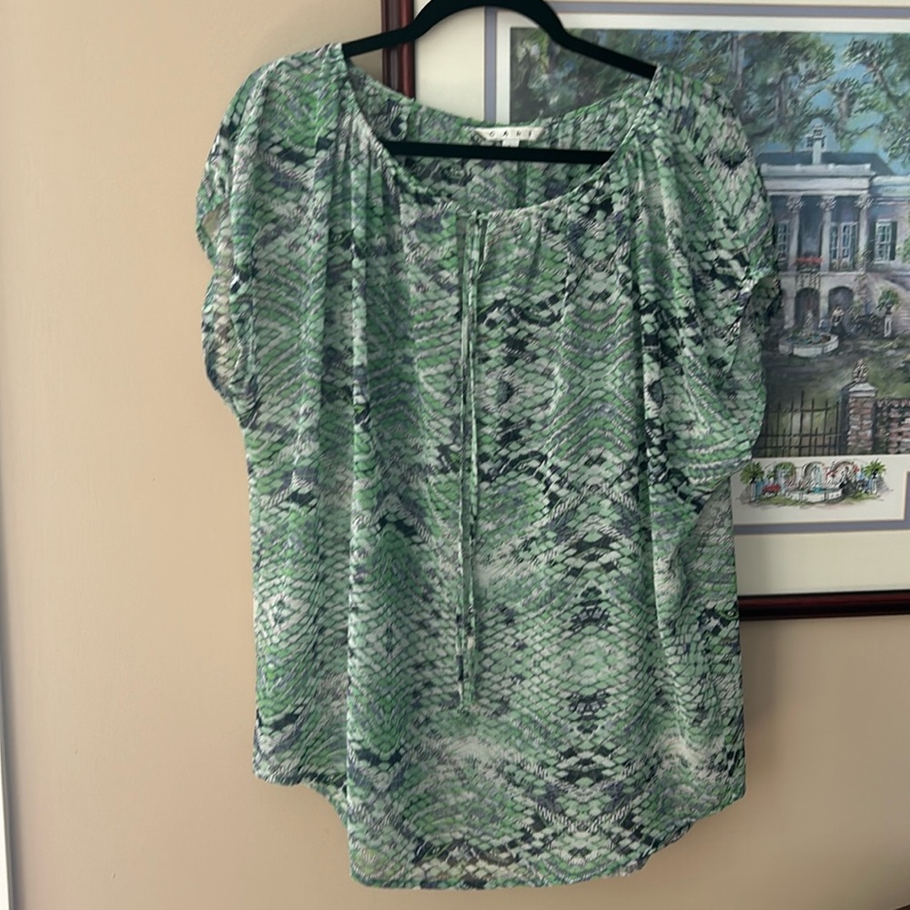 Cute CAbi spring/summer cap sleeve blouse.  Excellent condition.  Large.
